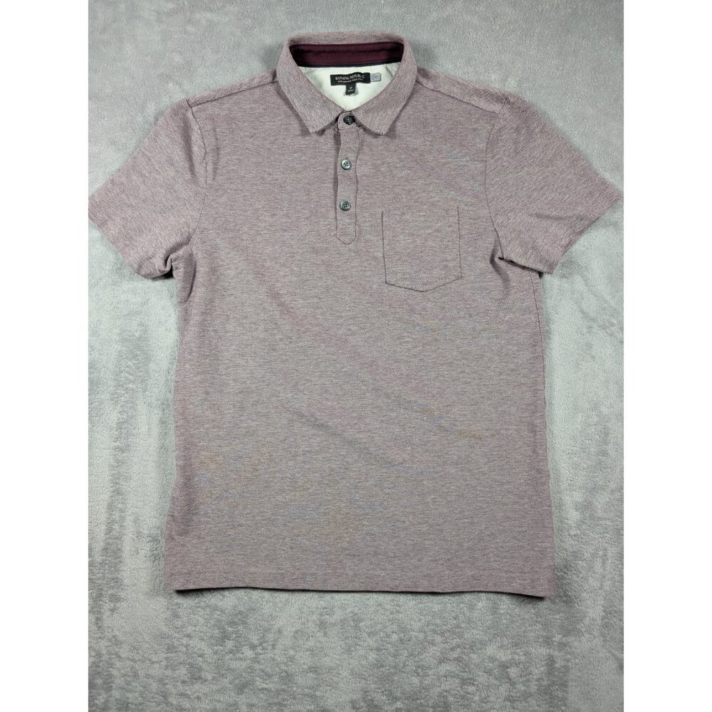 Banana Republic Polo Shirt Mens Medium Purple Performance Pique Stretch
